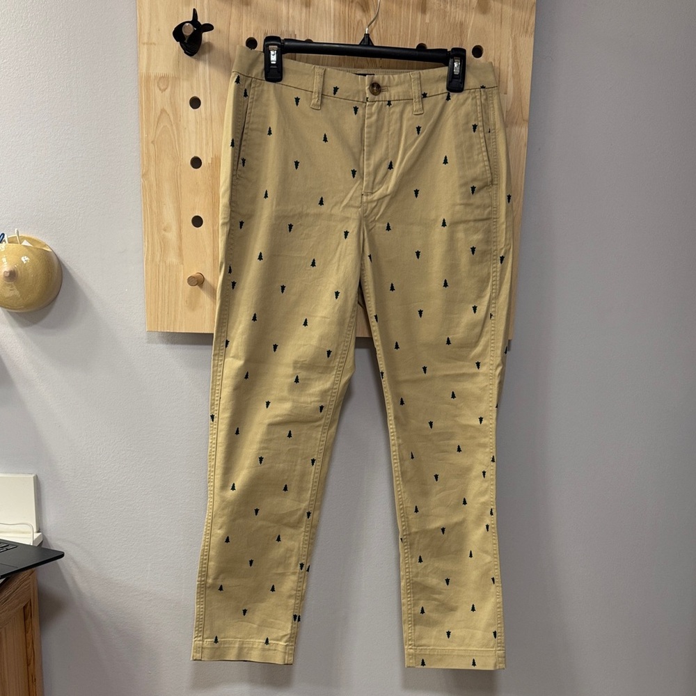 J. Crew Tan Chinos with Black Accents
